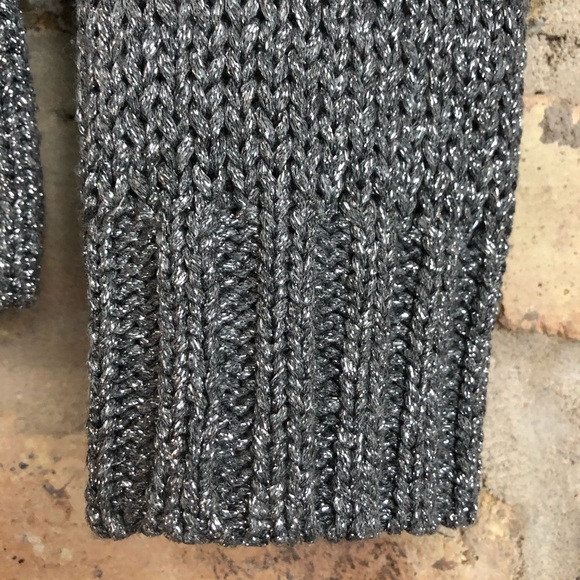 J. Crew Sparkly Metallic Silver Chunky V-Neck Cardigan - Picture 3 of 8